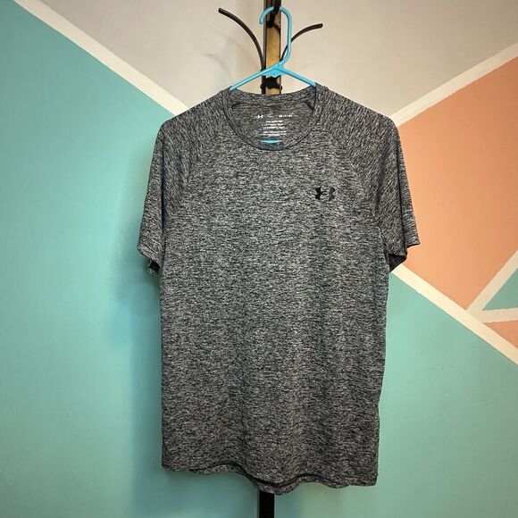 Under Armour Heatgear The Tech Tee Shirt Size SmallMens Short Sleeve Raglan Gray - Picture 1 of 4